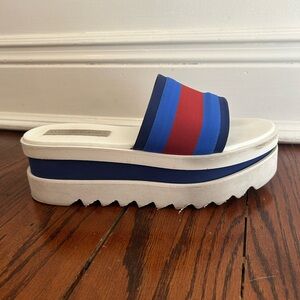 Stella McCartney shoes slides platform stripe white blue 10/41